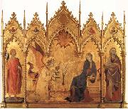 Simone Martini The Annunciation with SS.Ansanus and Margaret and Four Prophets oil on canvas